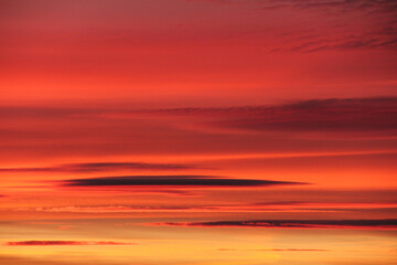 Sunset with clouds. Gentle shades of pink.