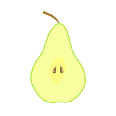 Half pear vector icon. Icon of a cut pear with pits in it. Fruit pear healthy food logo. Vector illustration.