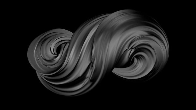 Abstract whimsical black infinity animation. Animation with oil paints. 3D loop animation.