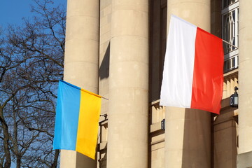 The flags of Ukraine and Poland were hung on the building as a sign of solidarity with the people striving for independence and victory, striving for peace throughout the planet