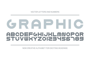 Bold stylish font. Vector english alphabet. Unusual latin letters and numerals