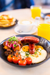 Breakfast with fried eggs