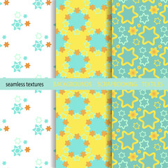 Seamless color background. The texture of simple doodle elements. Decorations for fabrics, children's textiles.For scrapbooking, packaging, gift products. Digital template. Easter,Christmas background