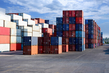 view of containers stacked in the port
