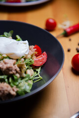 salad with seafood and egg