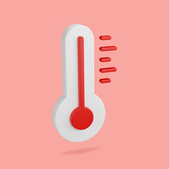 3D thermometer icon. High temperature symbol. 3D rendering. - obrazy, fototapety, plakaty