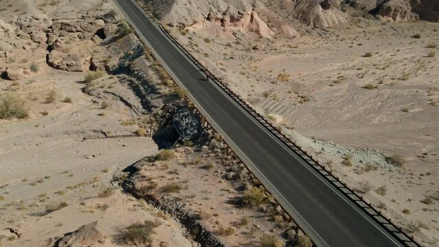 Man bikes alone in the desert