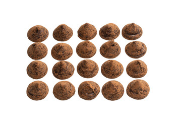 Chocolate truffles isolated on a white background.