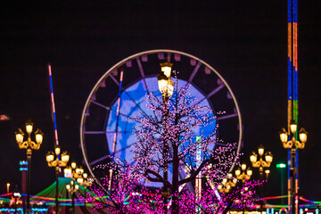Riesenrad auf einem Nachtmarkt