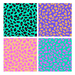 Fashion set
of abstract bright seamless patterns.
Pink, green, lilac colors.
For printing on textiles, paper, accessories.