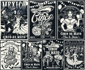 Monochrome collection with Mexican characters