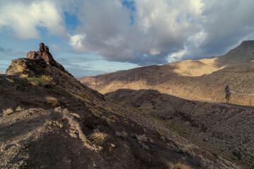 Fototapeta na wymiar seascape. Agaete. Mountains in the west coast of Gran Canaria. Canary Islands