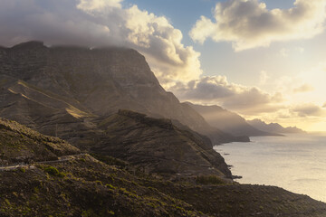 Landscape. view of the Tamadaba mountains from Agaete. Gran Canaria. Canary Islands