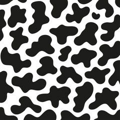 Black polka dot background of milk cow leather.