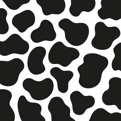 Black polka dot background of milk cow leather.
