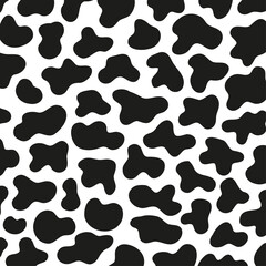 Black polka dot background of milk cow leather.