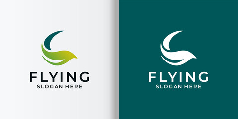 Bird flying logo for logistic abstract gradient