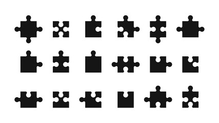 Naklejka premium Puzzle pieces set. Jigsaw. Puzzles. Vector illustration
