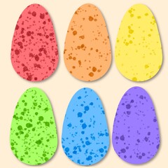 Happy Easter banner. Trendy Easter design with typography, hand painted strokes and dots, eggs