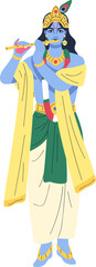 Indian Hindu Goddess Krishna Colored Cartoon Illustration © Good Studio