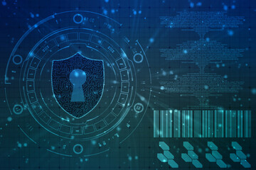 Protect and Security concept. Digital Shield on abstract technology background, Cyber security and information or network protection. Future technology web services for business and internet project