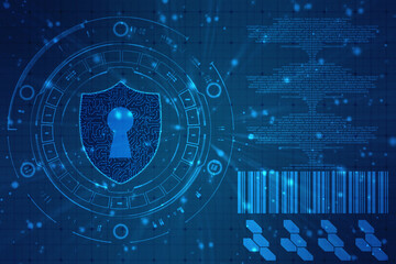 Obraz premium Protect and Security concept. Digital Shield on abstract technology background, Cyber security and information or network protection. Future technology web services for business and internet project