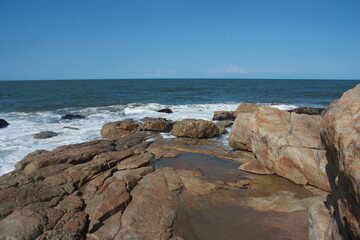 Fototapeta na wymiar Pools of sea water on Rocks 