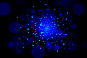 Obraz na płótnie Canvas Dark Blue sparkle rays glitter lights with bokeh elegant abstract background. Dust sparks background.