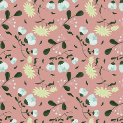 Hand drawn floral flower pattern.