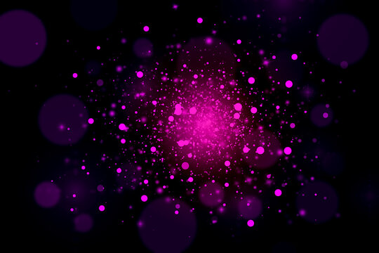 Dark Pink sparkle rays glitter lights with bokeh elegant abstract background. Dust sparks background.