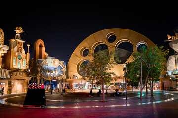DUBAI; UNITED ARAB EMIRATES - November 05; 2021: entrance to the Motiongate Dubai in DUBAI Parks And Resorts