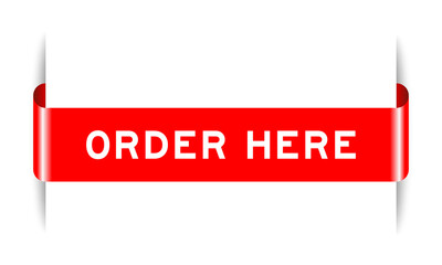 Red color inserted label banner with word order here on white background