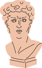 Apollo Head Ancient Greek Sculpture Cartoon Illustration