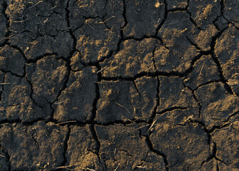 dry pond with cracked earth