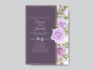 Soft purple Roses wedding invitations