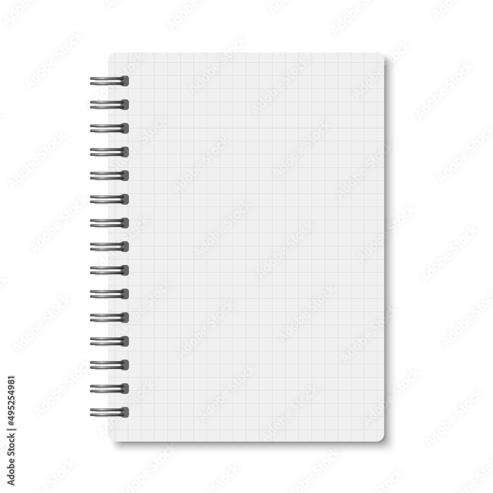 Aufkleber White realistic a6 cell lined notebook opened with soft shadows.