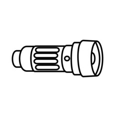 Flashlight with button Outline vector illustration on white background