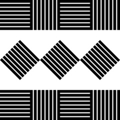 Black and white tones, various geometric designs blended together.
