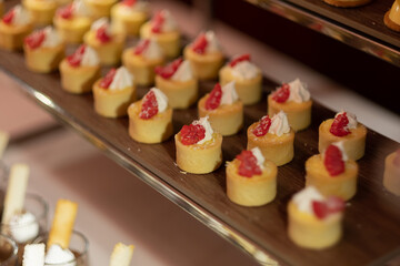 catering food, dessert and sweet, mini canapes, snacks and appetizers, food for the event, sweetmeat