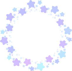 円形のフレーム　星型の花　青