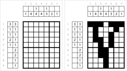 Fototapeta premium Alphabet V Lowercase Nonogram Pixel Art M_2203001