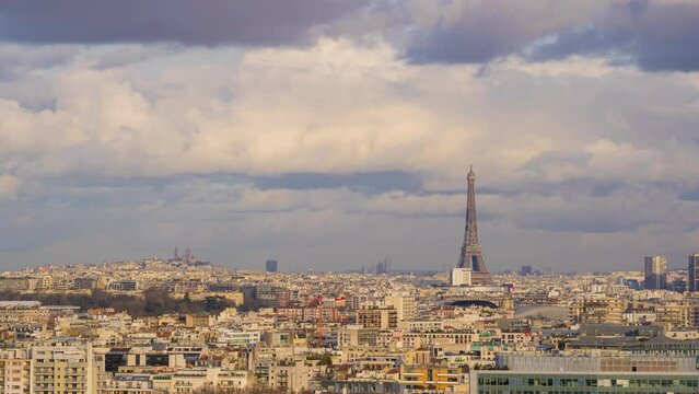 Cityscape of Paris by Sunny and Cloudy Day