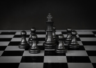 business strategy chess game. business leader concept.Selective focus.