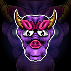 Cow head mascot vector illustration