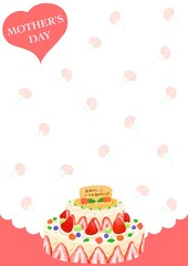 母の日をケーキとカーネーションの背景で表現