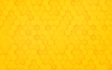 3DCGアブストラクト　不規則に整列する六角形　蜂蜜のイメージ