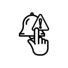 Touch icon with bell and exclamation mark. suitable for warning symbol. line icon style. simple design editable. Design template vector