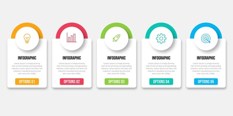 Creative concept for infographic with 5 steps, options, parts or processes. Business data visualization