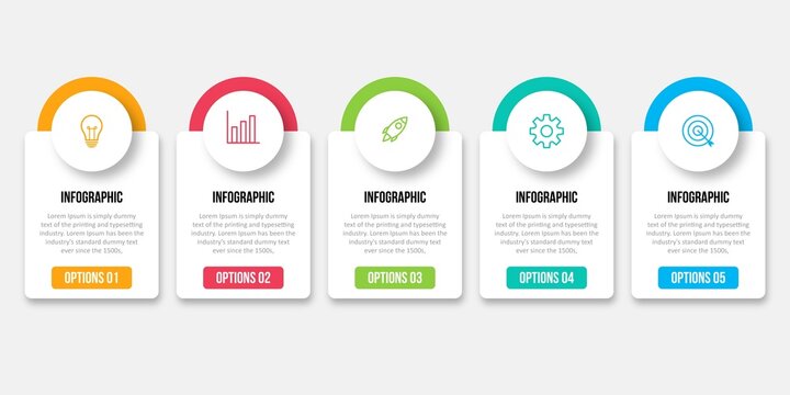Creative concept for infographic with 5 steps, options, parts or processes. Business data visualization