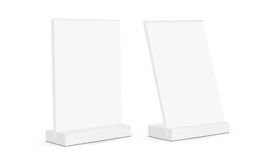 Desk Sign Holders for Menu, Card or Prices, Isolated on White Background. Vector Illustration